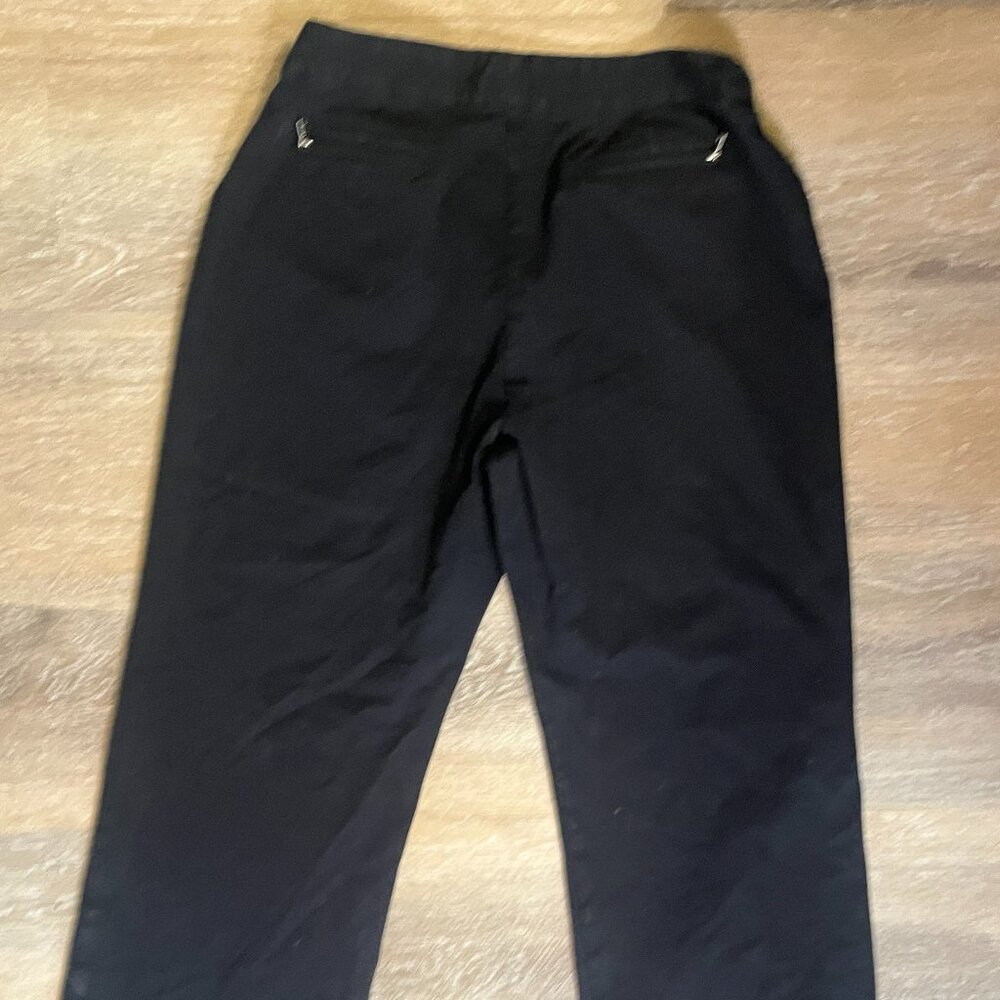 Chico's Mid Rise Black Slacks Size 8 Flat Front Dress Pants 30" Inseam - Picture 1 of 7